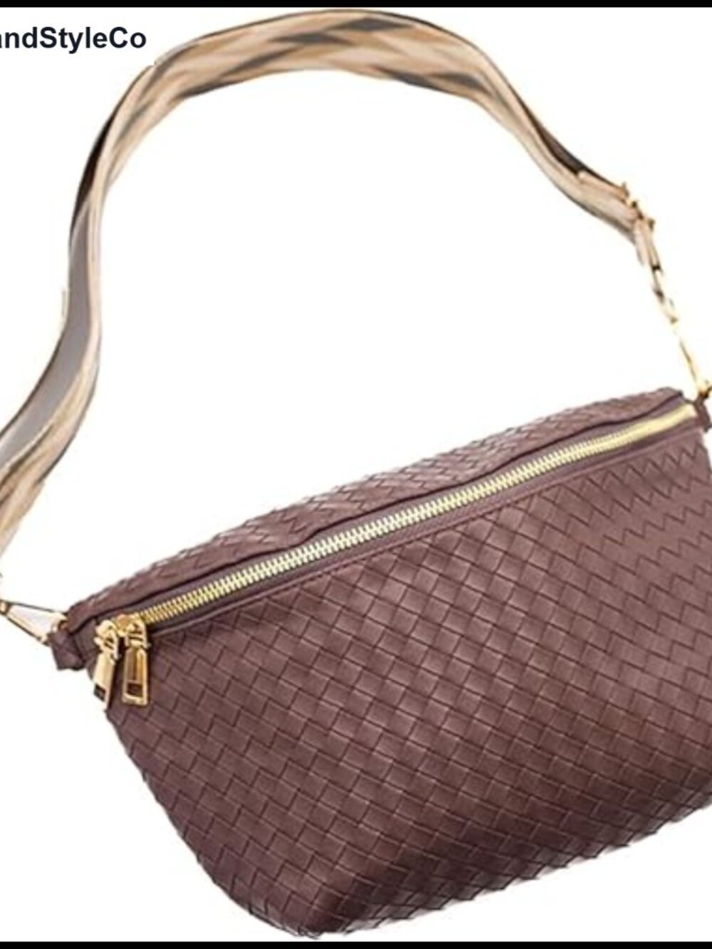 Woven Crossbody Bag for Women Vegan Leather Sling Handbag Adjustable Strap